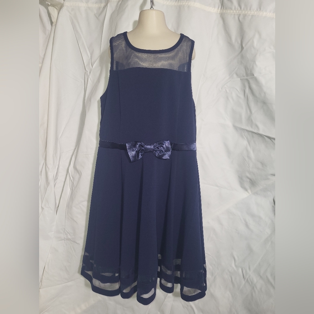 Calvin Klein Navy Blue Kids Dress with Bow